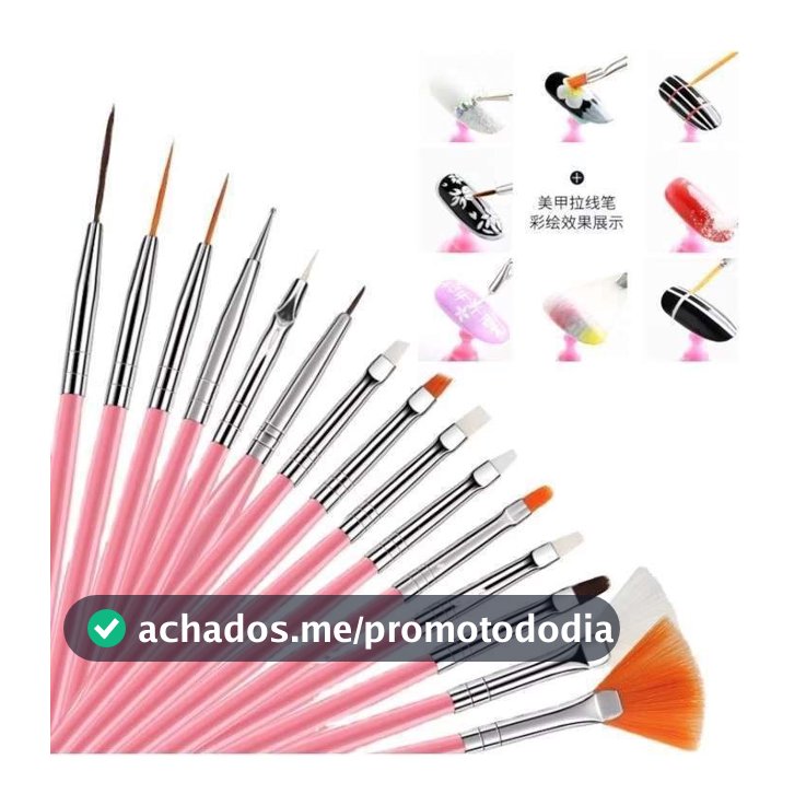 Kit Com 15 Pincéis Para Decoração De Unhas - Nail Art
