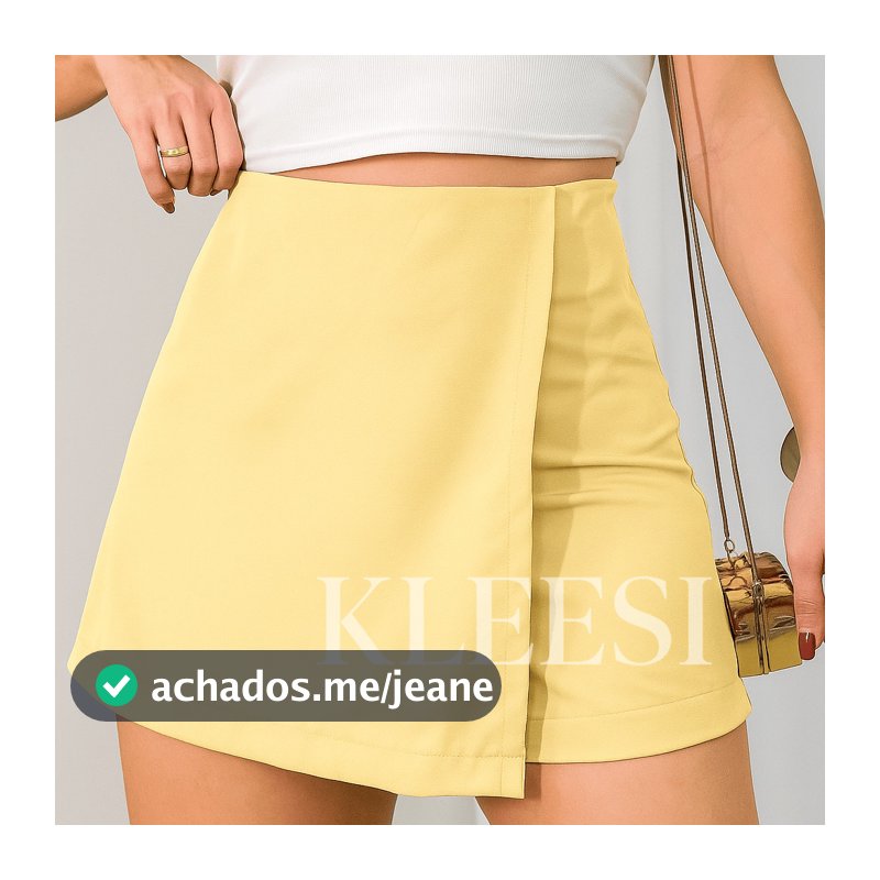 Short Saia Feminino Alfaiataria Ziper lateral moda blogueira Basica Verao Tendencia Candy Colors