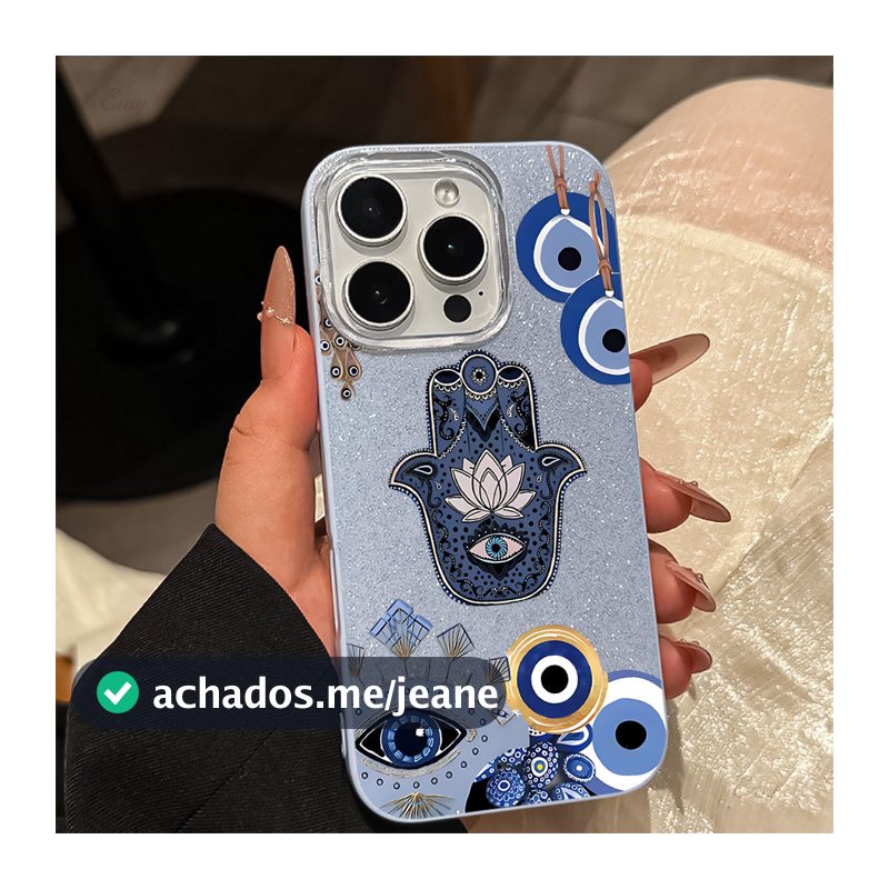 Mãozinha da Sorte Olho Grego Proteção Capa Capinha Para iPhone 17 Ar 16 15 14 Plus 13 12 11 Pro Max XR Normal