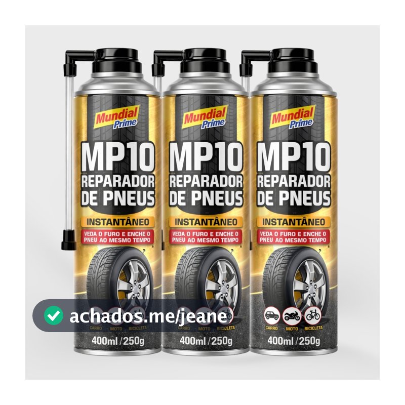Spray Conserta Pneu Tapa Furo Enche Uso Emergencial Pneu de Moto Carro Bicicleta MP10 Mundial Prime