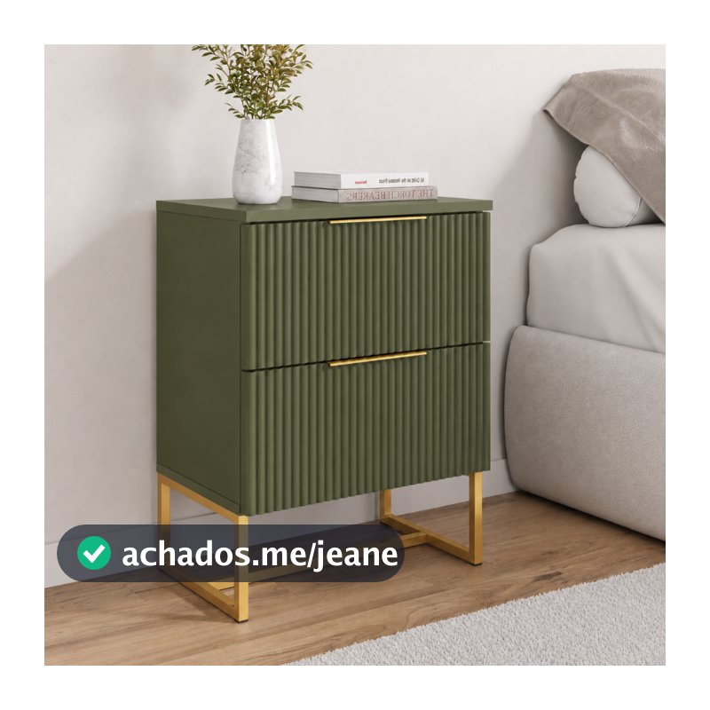 Mesa de Cabeceira Lumia Estilo Industrial 2 Gavetas Ripadas 100% MDF - LH Móveis
