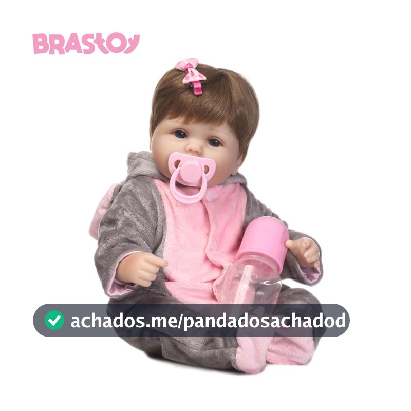 Boneca Bebê Reborn Silicone Menina Olhos Azuis Elefanta 48cm