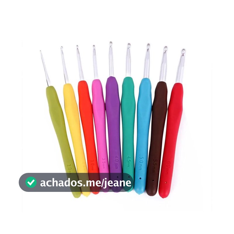 Kit 9 Agulhas Ergonômica De Crochê Cabo Emborrachado