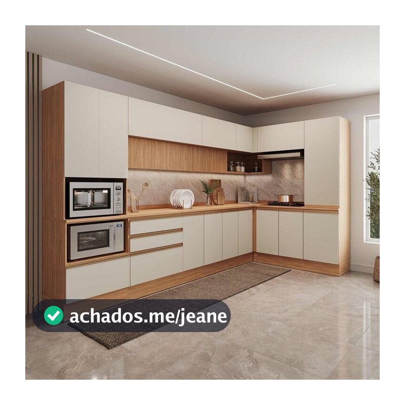 Cozinha Planejada 10 Peças Armários Balcões Torre Quente e Paneleiro Aroeira CabeCasa MadeiraOriginals Cinza/Sereno