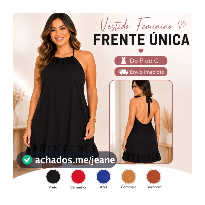 Vestido Feminino Frente Única Curto Soltinho Verão Babado Casual P ao G |3798| Oferta