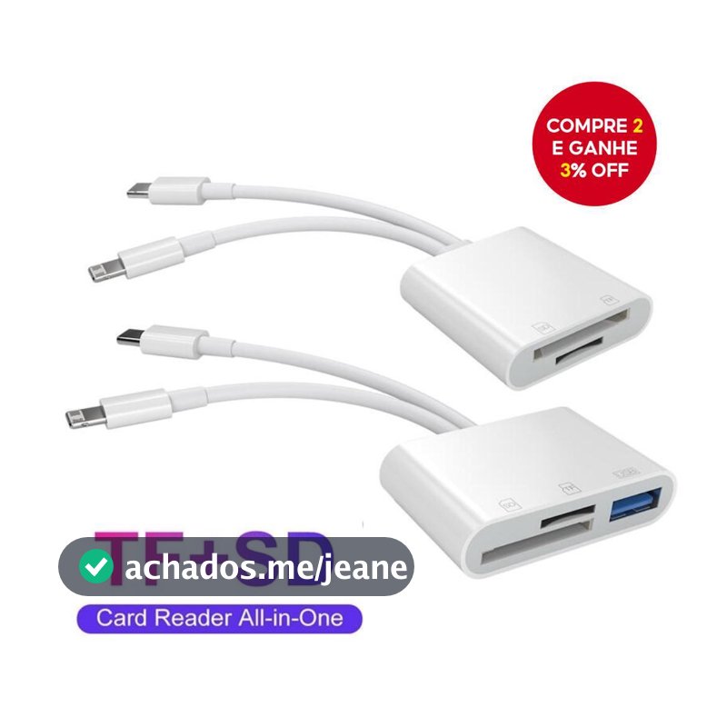 Leitor de Cartões Tipo C para TF & SD 2 em 2