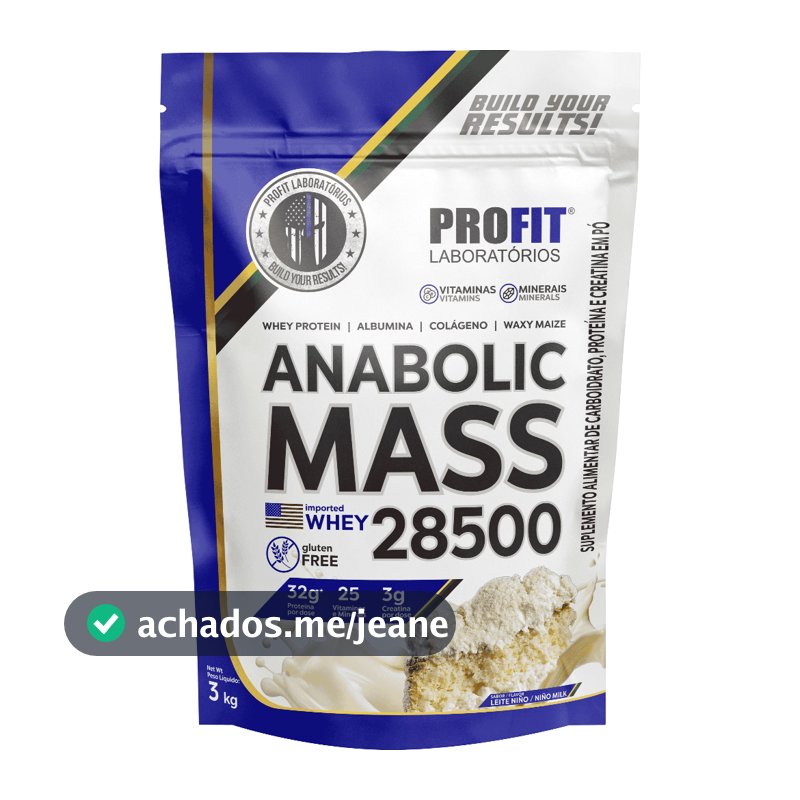 Hipercalórico Anabolic Mass 28500 - 3kg - Profit Labs Sabores