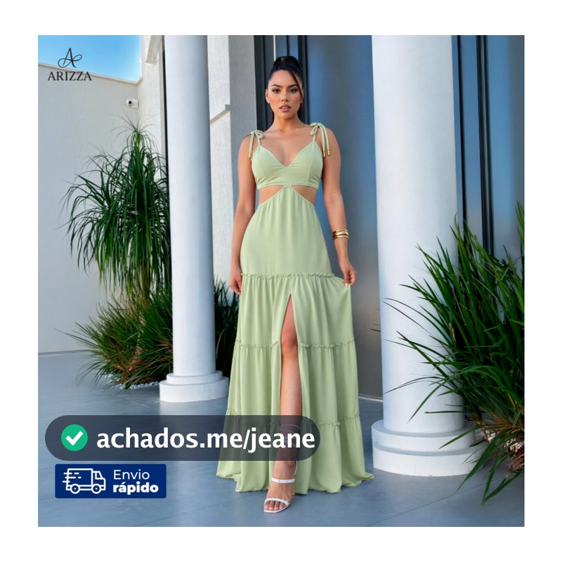 Vestido Longo Feminino Detalhe Abertura Vazado Recortes Fenda Verão