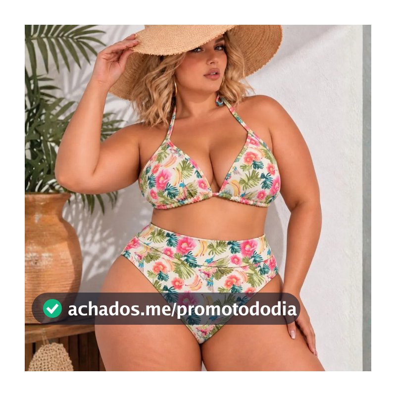 Biquíni Cortiniha Plus Size Semifio Hot Pant Cintura Alta Com Bojo