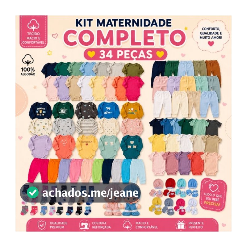 Kit 34 Peças roupa de bebê menina e menino saida de Maternidade enxoval 100% algodão