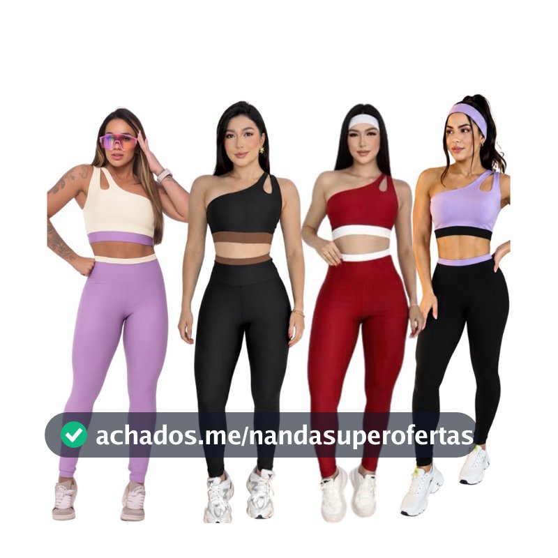Conjunto Academia Calça e Top Bicolor Fitness Academia Feminina Suplex Premium Zero Transparência
