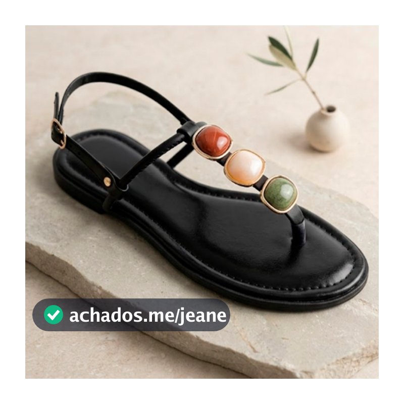 Rasteirinha Feminina Sandália Estilosa 34 ao 40 Moda Luxo Estilo Blogueira Detalhe Pedras Metalizada