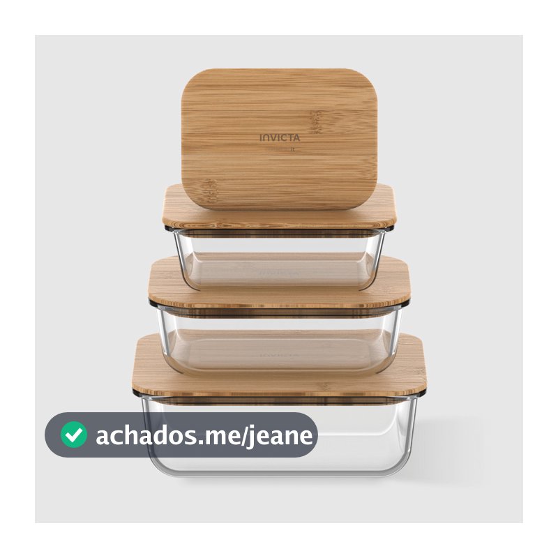 Kit com 4 Potes de Vidro Conserve It Bamboo Invicta