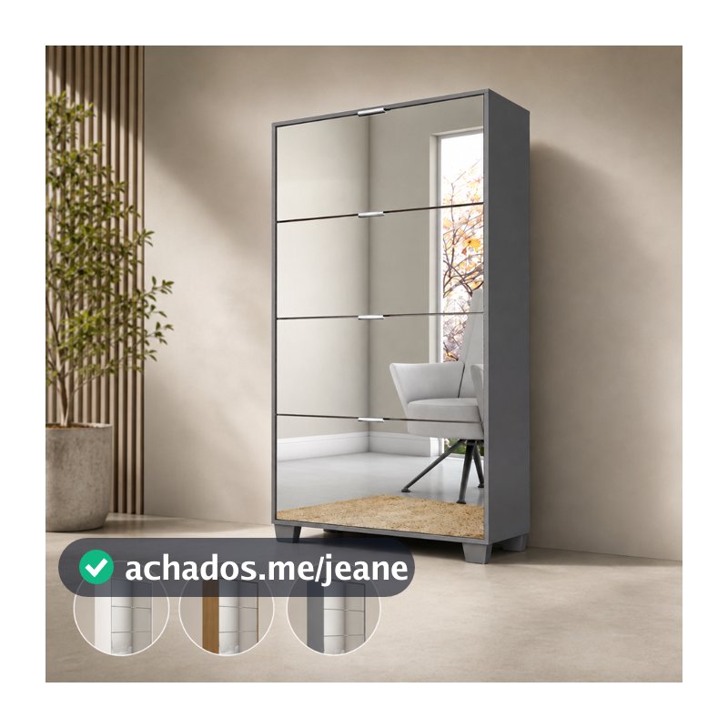 Sapateira Pequim Espelhada 4 Portas Basculantes 156cm Rede Móveis