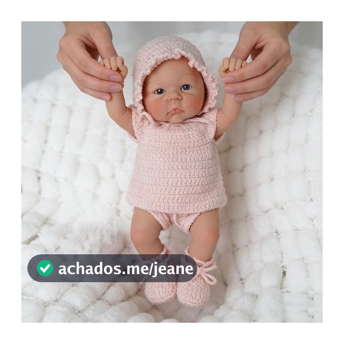35cm Bebê Reborn Boneca Silicone Sólido Menina Olhos Azuis