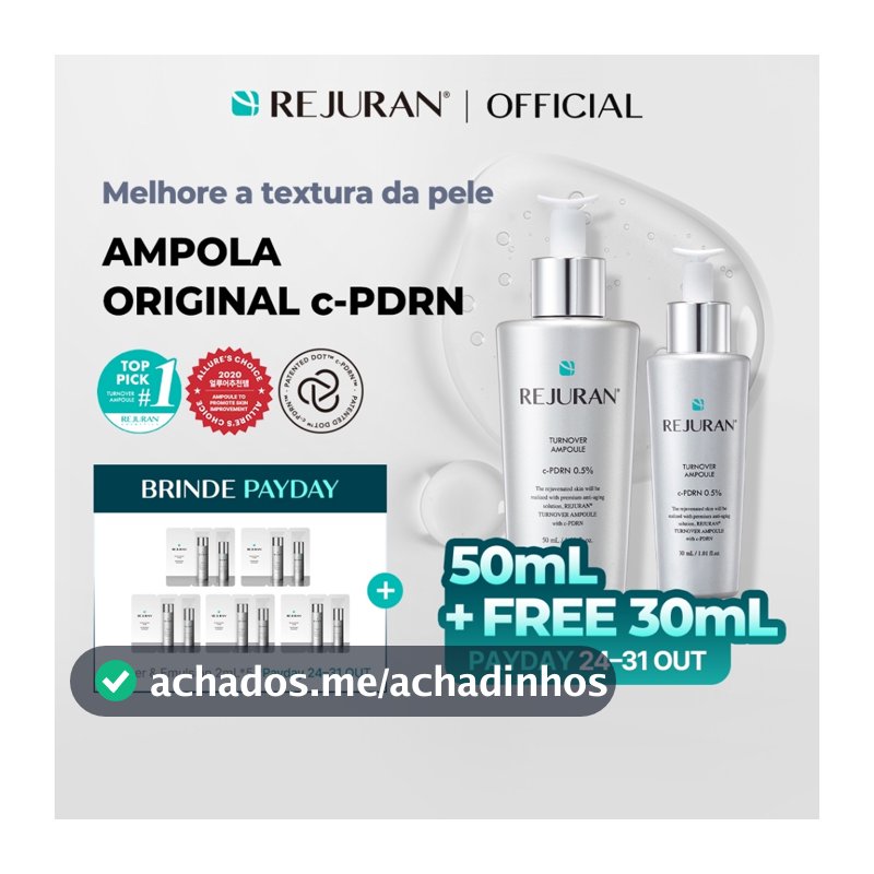 [REJURAN] Turnover Ampoule 30mL / 50mL | Textura da Pele, Ação Calmante, Clareamento e Luminosidade