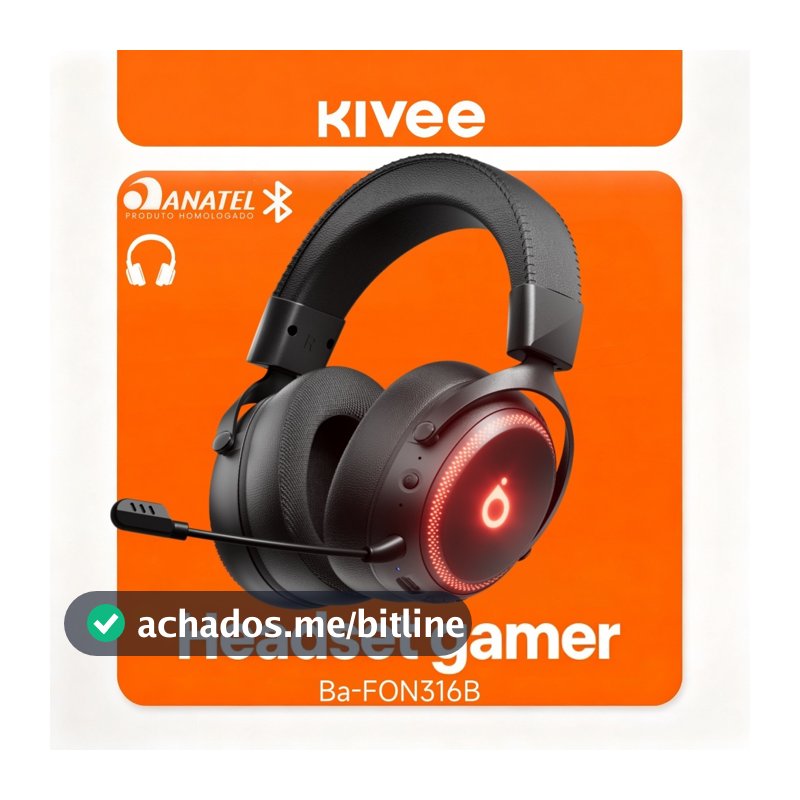 Kivee X Basike Headset Gamer Sem Fio Bluetooth com Microfone e Adaptador 2.4G Original FON316A