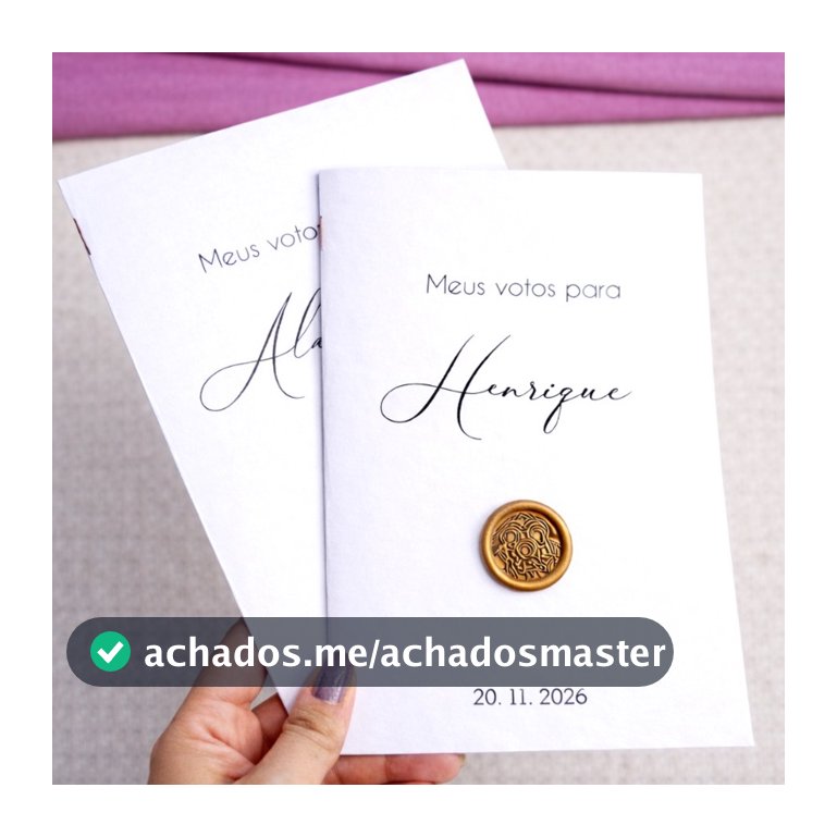 Par de Caderno de Votos Casamento com Lacre de Cera "Meus votos para" -  Escolha modelo/cor do lacre