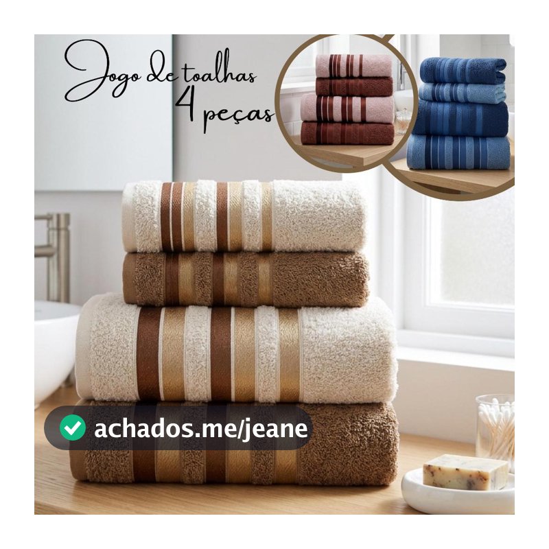Kit Jogo De Toalhas Banho e Rosto 4 Peças 100% Algodão Enxuga Bem Ótima Absorção New Premier Habitat