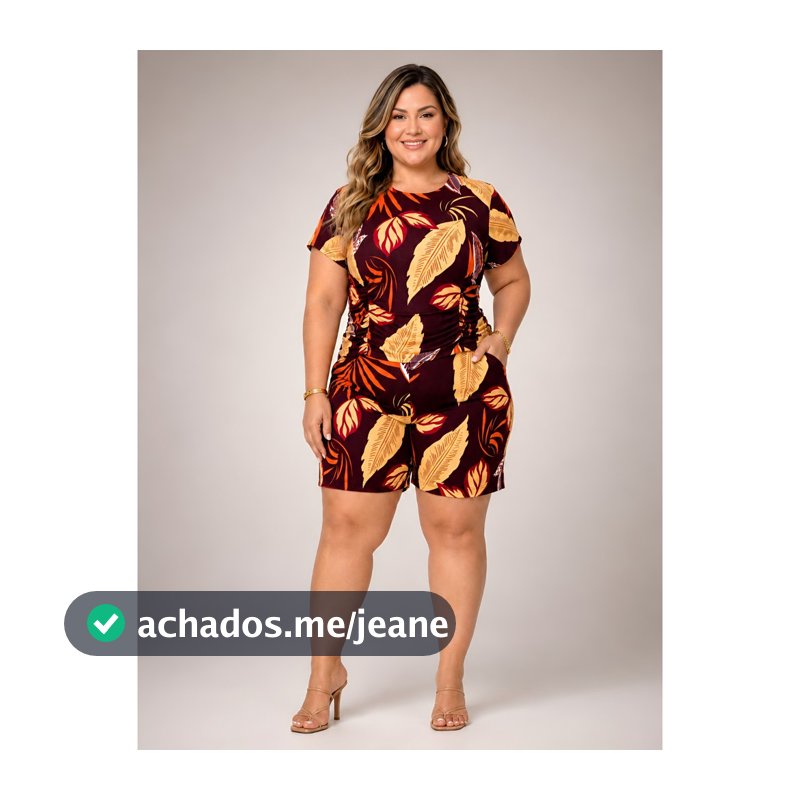 Conjunto Feminino Plus Size Blusa Short Malha Liganete Bolsos Confortável Verão Casual Fresquinho