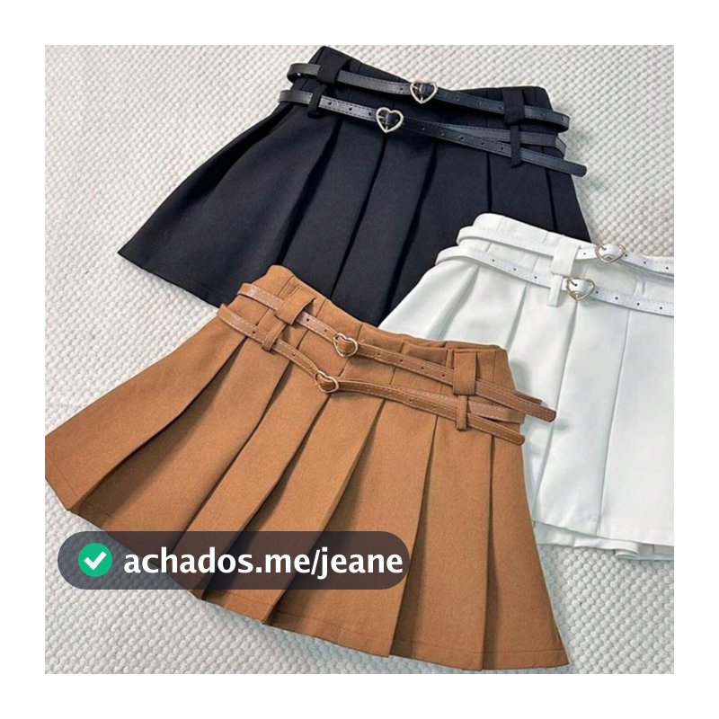 Mini Short Saia Tipo Alfaiataria Plissado Com Cinto Duplo HQ133
