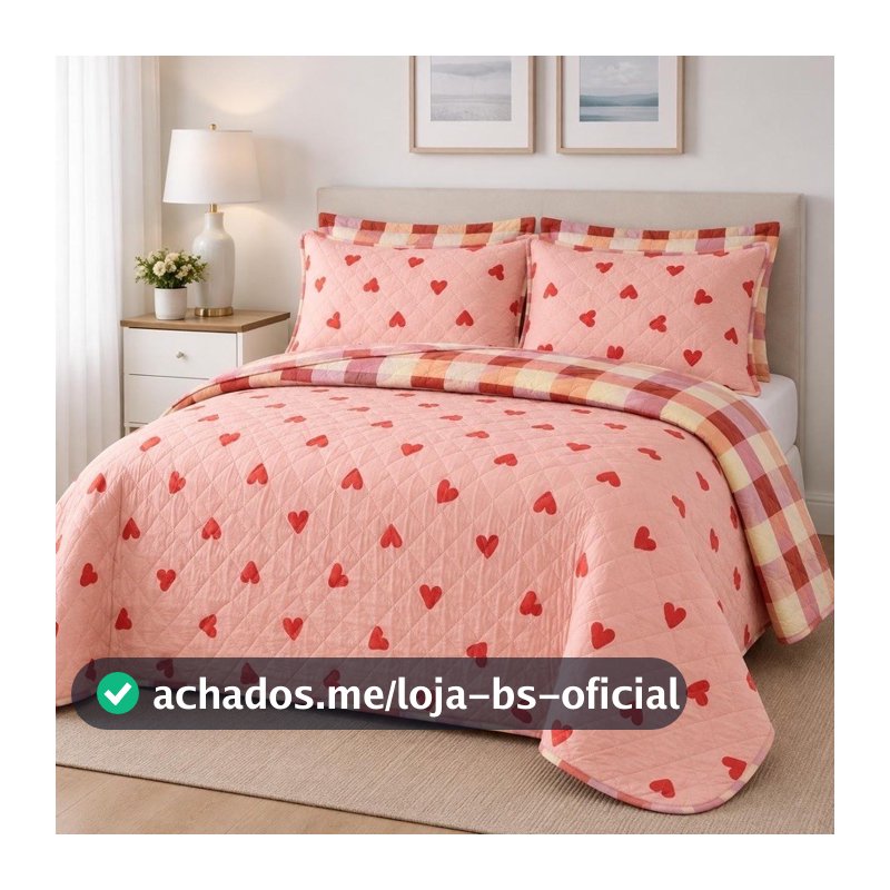 Kit Colcha Cobre Leito Bouti Casal Dupla Face com Viés