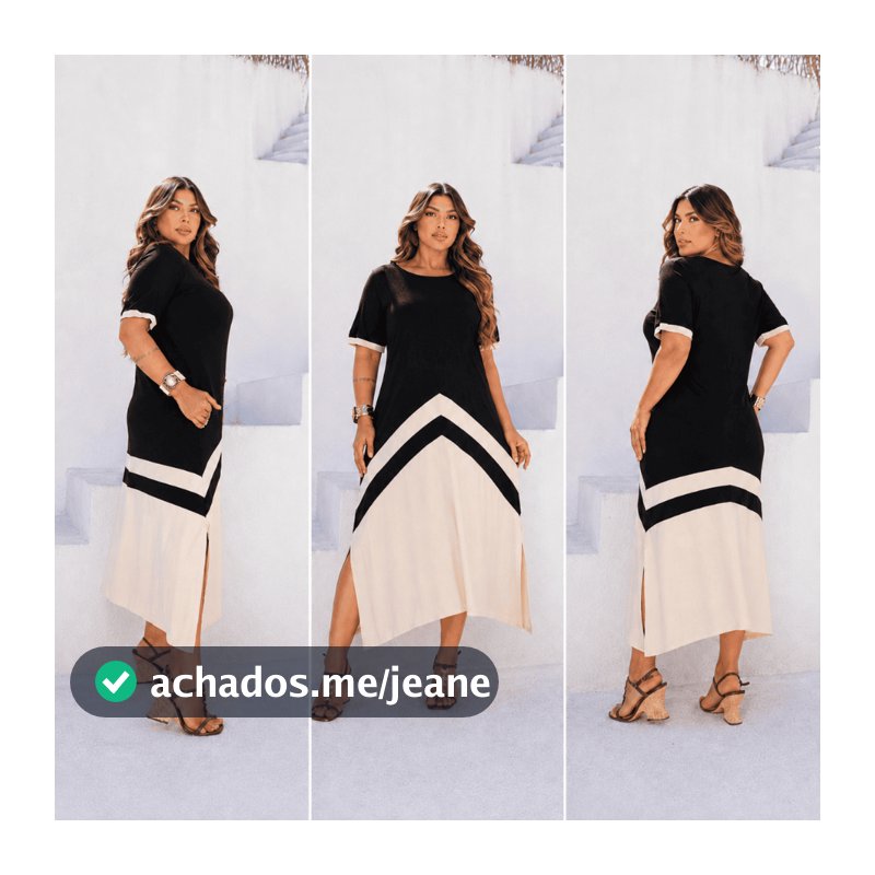 Vestido Grazi Longo Plus Size Longuete Bicolor Premium Com Fenda Elegante Moda Feminina Midi Viscolacra
