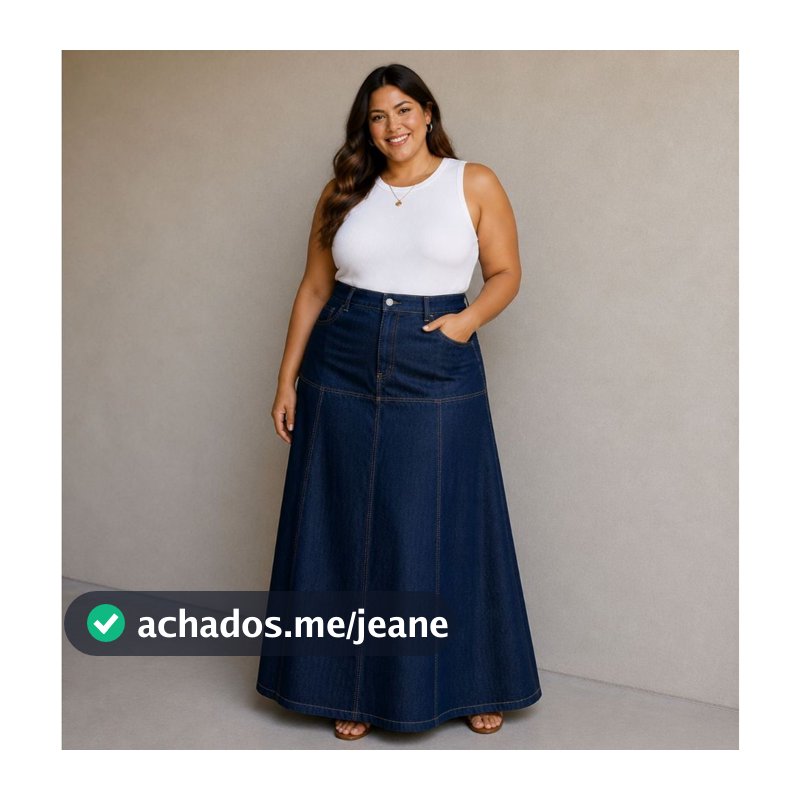 Saia Longa Feminina Plus Size | jeans Cintura alta | Cristã| Evangélica | Qualidade e Conforto