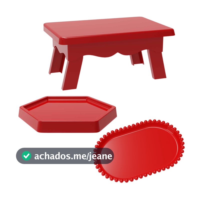 Kit 1 Mesinha + 1 Sextavada + 1 Bandeja Pérola Festa Na Mesa