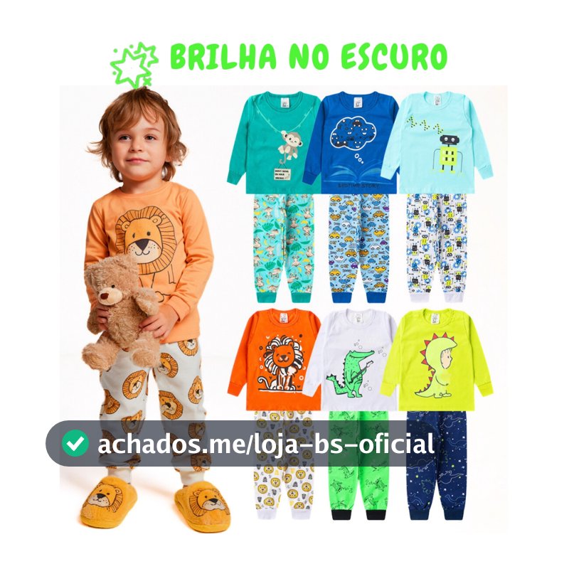 Kit 4 Peças Pijama Brilha no Escuro Sortido Infantil Menino Inverno Roupa Infantil Masculina 2 Blusas e 2 Calças