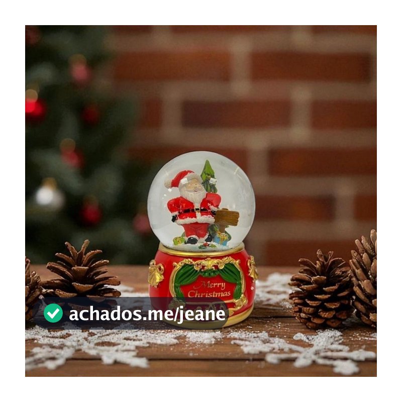 Enfeite Decorativo de Natal - Globo de Natal Decorativo - Papai Noel e Arvore de Natal - Caixa Musical - 15x10,5x10,5cm