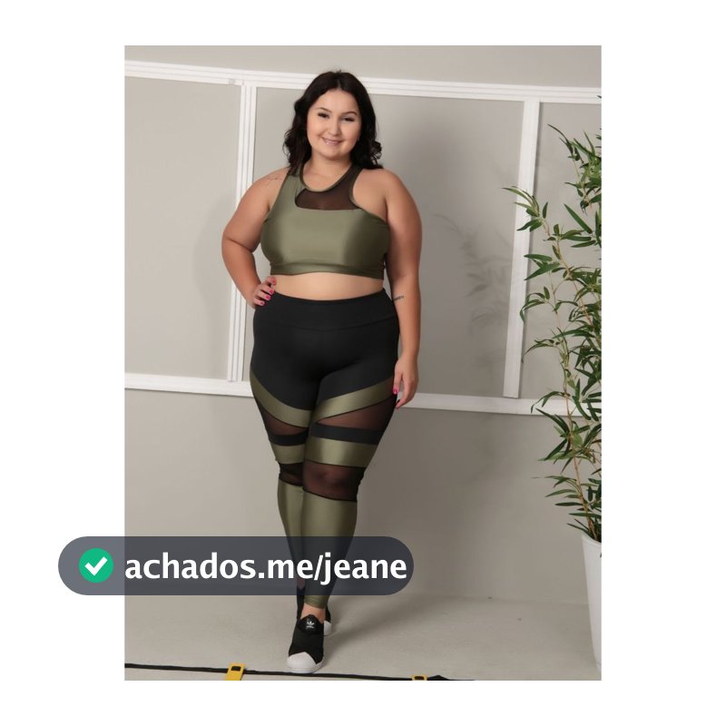 Conjunto Plus Size  Legging Detalhe em Tule + Top C/bojo 11060/11061