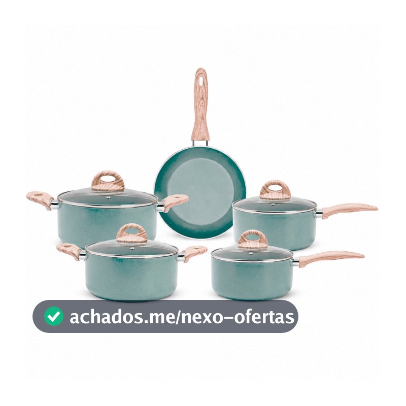 Jogo De Panelas 5pçs Brinox Ceramic Life Botanika Antiaderente Com Fundo Triplo Indução Verde