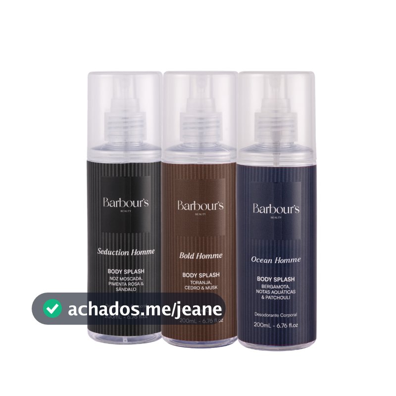 Kit 3 Body Splash Masculino Homme Desodorante Barbours 200ml