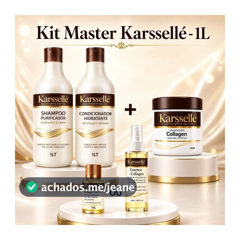 Kit Karssellé - Shampoo 1LT + Condicionador 1LT + Máscara 500g + Oleo 7ml OU 60ml