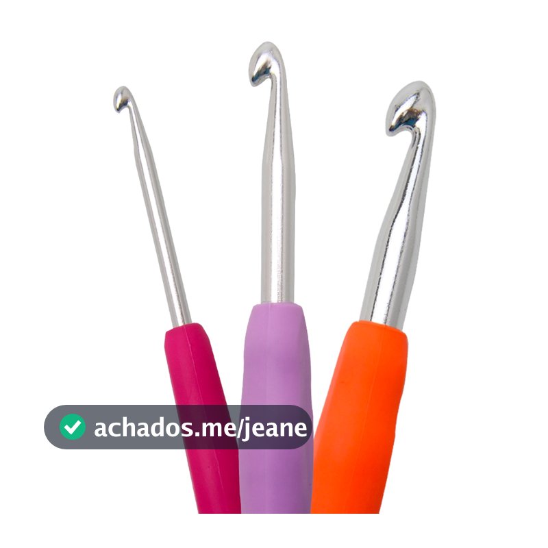 Agulha de Crochê Alumínio Soft Cabo Emborrachado Confortável 2mm a 10mm