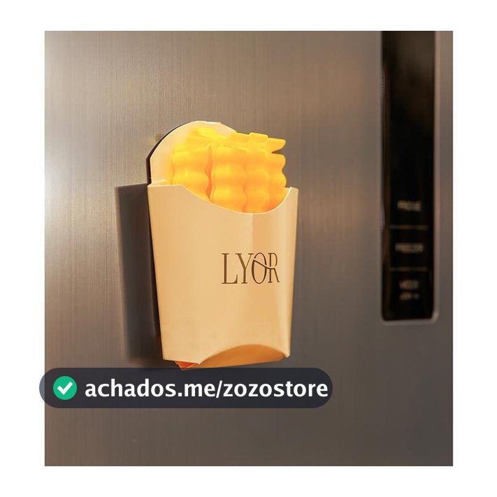 Kit com 6 Prendedores para Embalagens Lyor com Imã French Fries Fecho Pacotes Salgadinhos Cozinha Organização Bege Snack