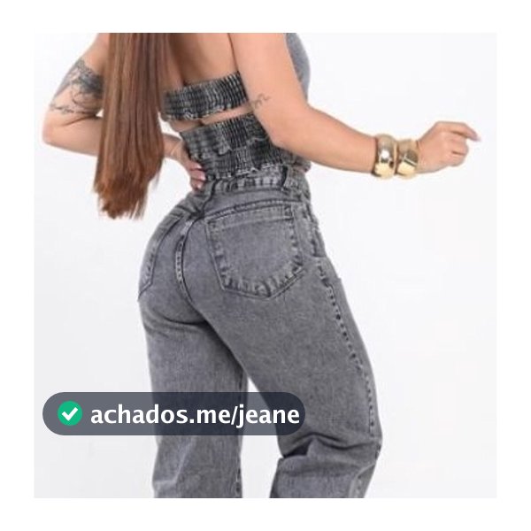Conjunto Femenino Jeans - Cropped Elásticos Calça Winde Leg Cintura Alta e Calça Cargo