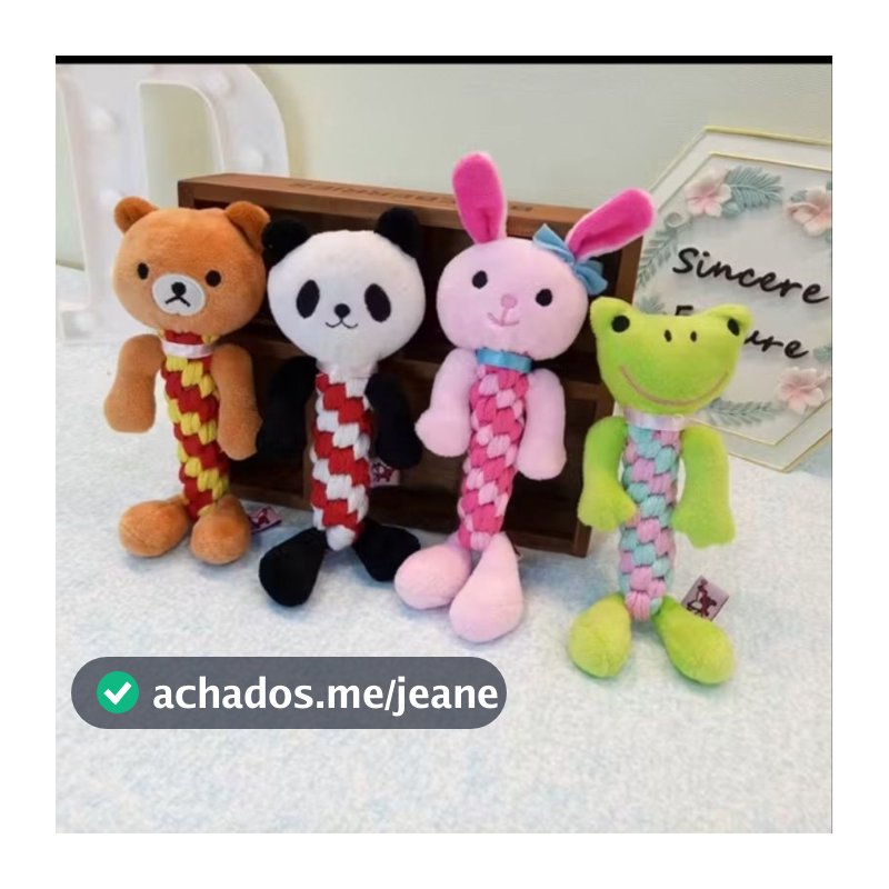 Brinquedo mordedor de pelúcia com corda para cachorros Pets Cães de estimação ideal para Porte Pequeno e Médio