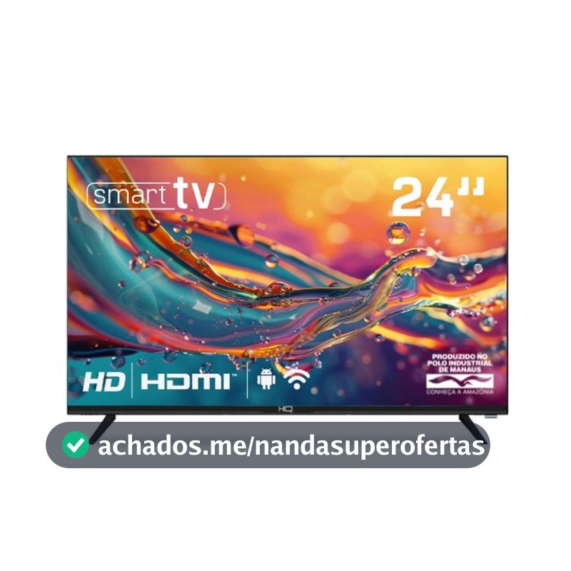 Smart TV HQ 24" HD Tela sem Bordas Sistema Android Design Slim HQS24NKHM