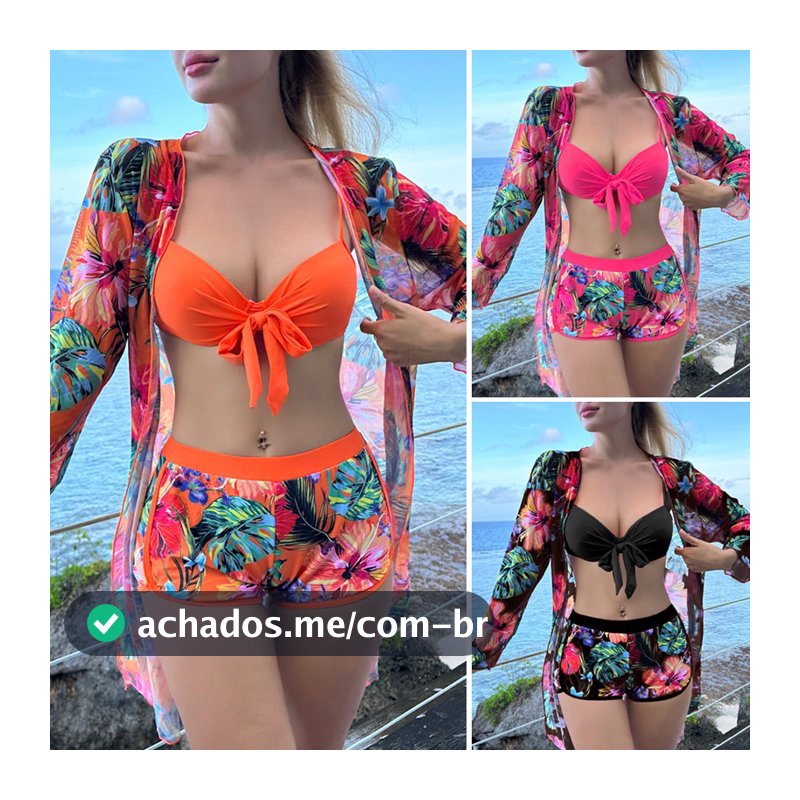 2026 novo estilo europeu americano Sexy biquíni de três peças praia/maiô feminino biquíni/proteção ultravioleta protetor