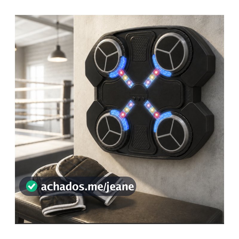 Jogo de Boxe Interativo de Parede com LED Música 3 Velocidades Luvas Bateria Recarregável
