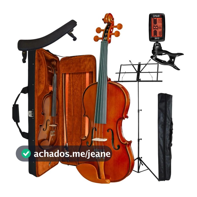 Kit Violino Eagle Ve441 4/4 + Estojo Estante Espaleira Afinador