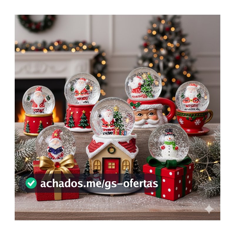 Globo de Neve de Natal Papai Noel - Decoração de Natal Festiva - Enfeite de Natal