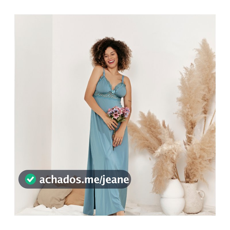 Camisola De Renda Amamentação Gestação Longa Luxo Click