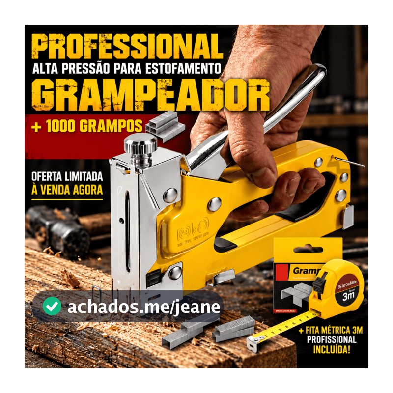 Grampeador Tapeceiro + 1000 Grampos Ferramentas Profissional