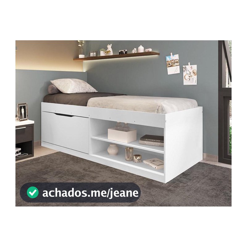 Cama com Sapateira Solteiro Vanessa 0,88 Branco - Framar Móveis
