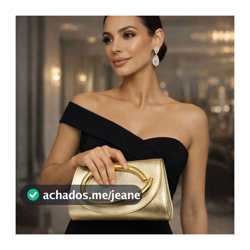 Bolsa Clutch Luxo Feminina Dourada Para Madrinha e Noiva