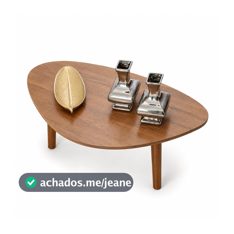 Mesa de Centro Sala Grande Orgânica Pés Palito Mesinha Retro Paris Preta e Wood - Demoglass