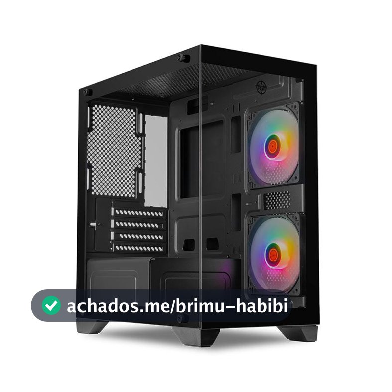 Gabinete Gamer TGT Gladiator, Rainbow, Mid-Tower, Lateral de Vidro, Com 2 Fans, Preto, TGT-GLD-BK